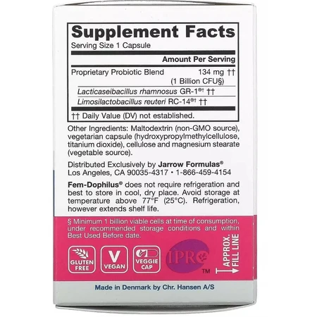 Пробіотики Для Жінок, Жіночий дофілус, 1 млрд КУО, Women's Fem Dophilus, Jarrow Formulas, 30 вегетаріанських капсул: ціни та характеристики
