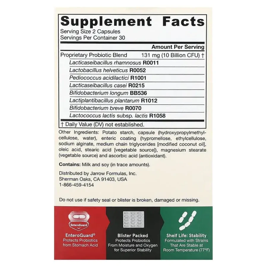 Jarrow Formulas, Jarro-Dophilus® EPS, пробиотики, 60 вегетарианских капсул (5 млрд КОЕ в капсуле): цены и характеристики
