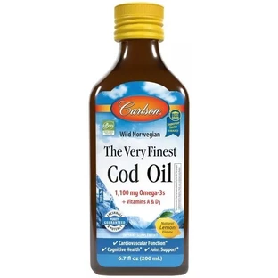 Жир Печени Дикой Норвежской Трески, Вкус Лимона, Cod Liver Oil, Carlson, 200 мл