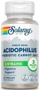 Ацидофилы, Пробиотик и пребиотик морковного сока, Acidophilus 3 Strain Probiotic &amp; Prebiotic Carrot Juice, Solaray, 60 вегетарианских капсул