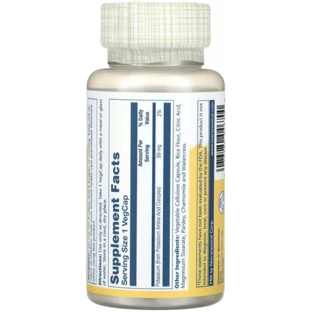Калий, 99 мг, Potassium, Solaray, 100 вегетарианских капсул	: цены и характеристики