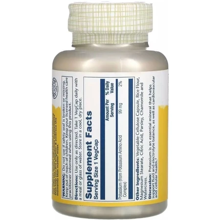Калий, 99 мг, Potassium, Solaray, 200 вегетарианских капсул: цены и характеристики