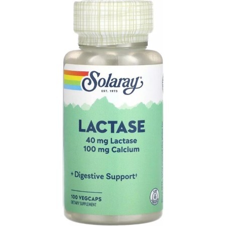 Лактаза, 40 мг, Lactase, Solaray, 100 вегетаріанських капсул