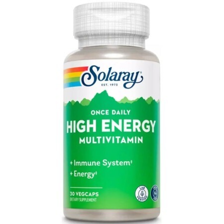 Мультивитамины, без железа, Once Daily High Energy Iron-Free, Solaray, 30 вегетарианских капсул