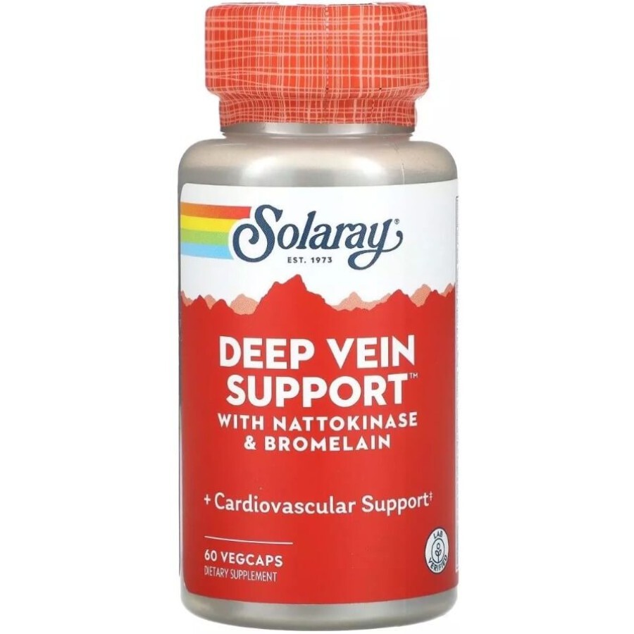 Підтримка глибоких вен, Deep Vein Support, Solaray, 60 вегетаріанських капсул: ціни та характеристики