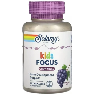 Підтримка дитячої зосередженості, смак винограду, Kids Focus, Solaray, 60 жувальних таблеток