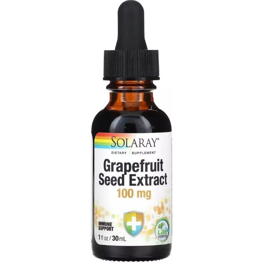 Екстракт насіння грейпфрута, 100 мг, Grapefruit Seed Extract, Solaray, 30 мл: ціни та характеристики