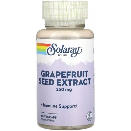 Екстракт насіння грейпфрута, 250 мг, Grapefruit Seed Extract, Solaray, 60 вегетаріанських капсул