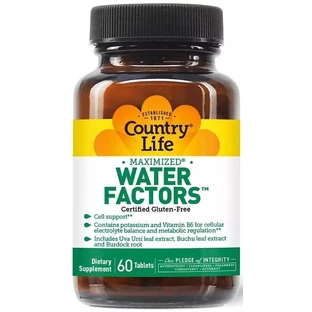 Баланс рідини, Water Factors, Country Life, 60 таблеток