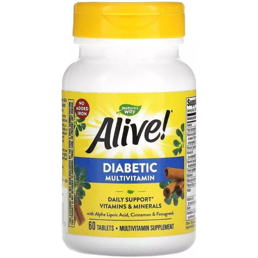 Диабетические мультивитамины, Alive! Diabetic Multivitamin, Nature's Way, 60 таблеток: цены и характеристики