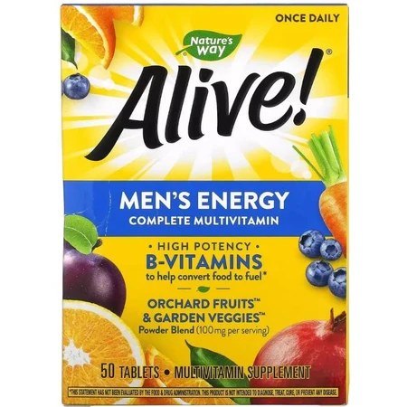 Мультивітамінний комплекс для чоловіків, Alive! Men's Energy Complete Multivitamin, Nature's Way, 50 таблеток: ціни та характеристики