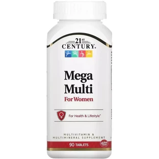Мультивитамины и мультимикроэлементы для женщин, Mega Multi for Women, 21st Century, 90 таблеток