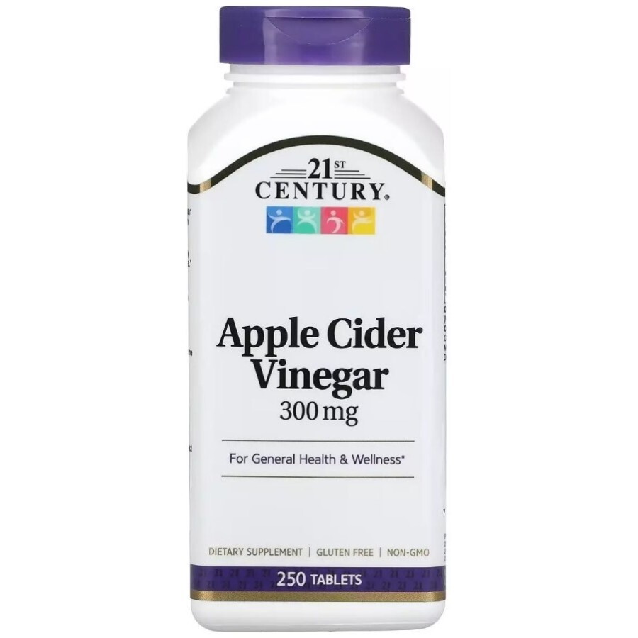 Яблучний оцет, 300 мг, Apple Cider Vinegar, 21st Century, 250 таблеток: ціни та характеристики