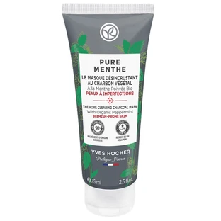 Очищувальна маска Пюр Мент Yves Rocher Pure Menthe з вугіллям та м’ятою для матовості, 75 мл