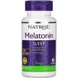 Мелатонин с замедленным высвобождением, 1 мг, Melatonin, Time Release, Natrol, 90 таблеток