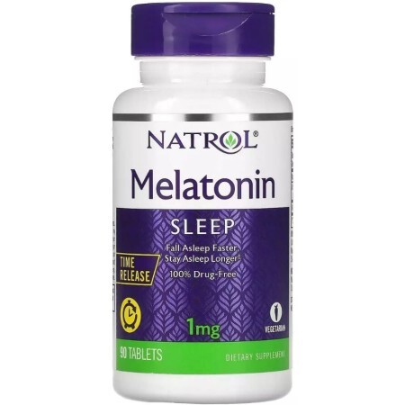 Мелатонін з уповільненим вивільненням, 1 мг, Melatonin, Time Release, Natrol, 90 таблеток