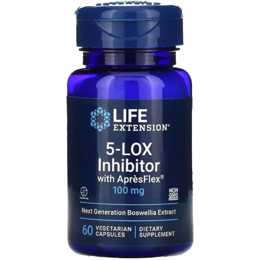 Ингибитор 5-LOX, Экстракт босвелии, 100 мг, 5-LOX Inhibitor with ApresFlex, Life Extension, 60 вегетарианских капсул: цены и характеристики