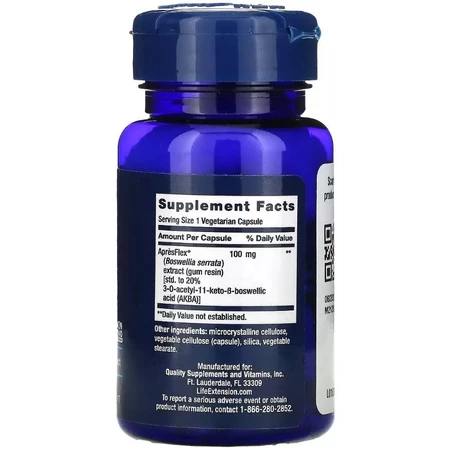 Інгібітор 5-LOX, Екстракт босвелії, 100 мг, 5-LOX Inhibitor with ApresFlex, Life Extension, 60 вегетаріанських капсул: ціни та характеристики