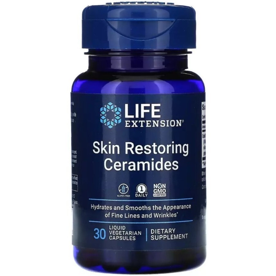 Керамиды для восстанавления кожи, Skin Restoring Ceramides, Life Extension, 30 жидких вегетарианских капсул: цены и характеристики