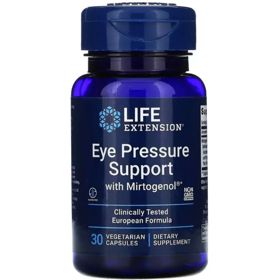 Підтримка внутрішньоочного тиску з миртогенолом, Eye Pressure Support with Mirtogenol, Life Extension, 30 вегетаріанських капсул: ціни та характеристики