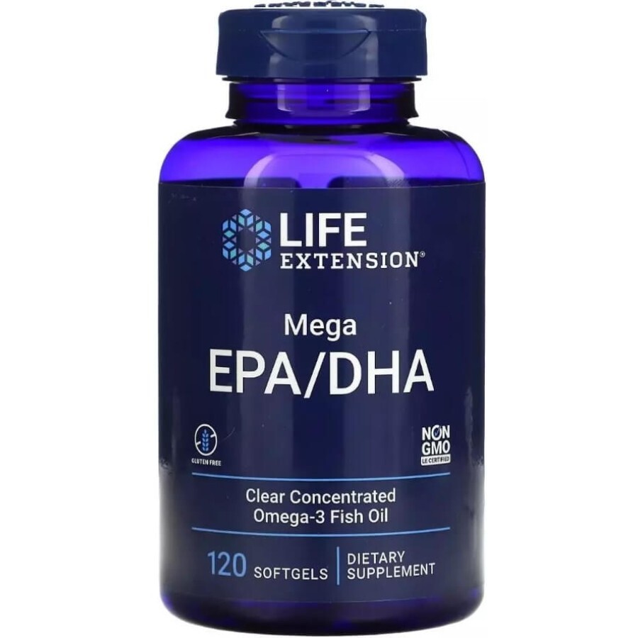 Риб'ячий жир з мега ЕПК/ДГК, Mega EPA/DHA, Life Extension, 120 гелевих капсул: ціни та характеристики