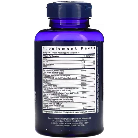 Ультра формула для простати, Ultra Prostate Formula, Life Extension, 60 желатинових капсул: ціни та характеристики