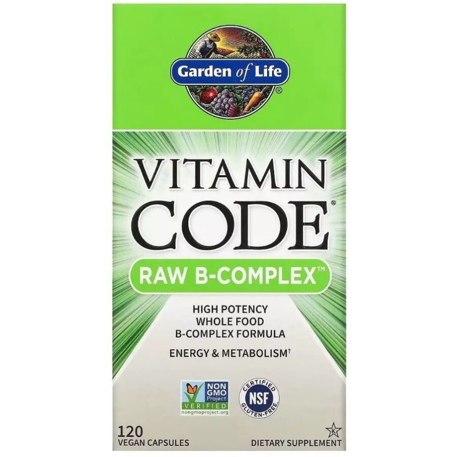 Сирі Вітаміни В-комплекс, RAW B-Complex, Garden of Life, 120 вегетаріанських капсул: ціни та характеристики