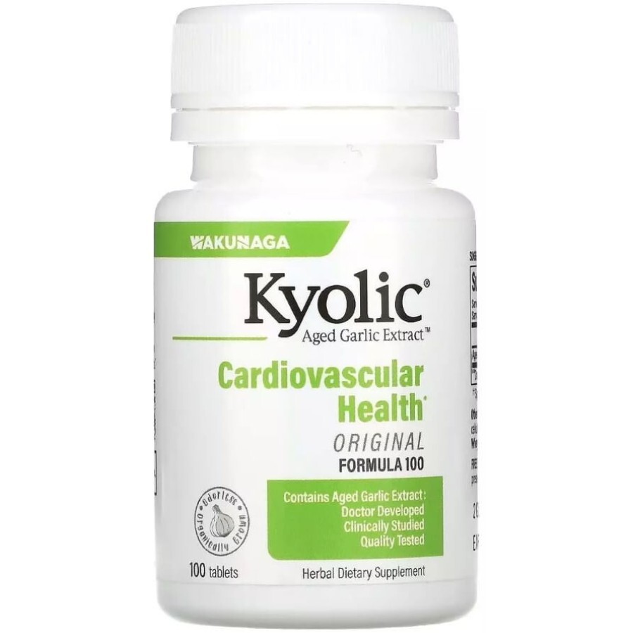 Aged Garlic Extract, Cardiovascular Health, Original, Formula 100 Kyolic, Екстракт витриманого часнику 100 таблеток: ціни та характеристики