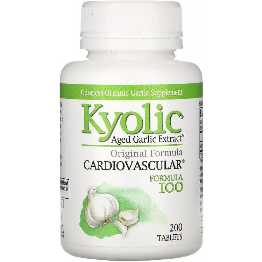 Aged Garlic Extract, Cardiovascular, Formula 100, Kyolic Екстракт витриманого часнику, 200 таблеток: ціни та характеристики
