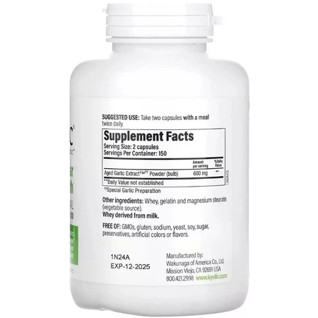 Aged Garlic Extract, Cardiovascular Health, Original Formula 100, Kyolic Экстракт выдержанного чеснока, 300 капсул: цены и характеристики
