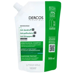 Шампунь Vichy Dercos усиленного действия против перхоти для жирных волос и раздражение кожи головы, 500 мл