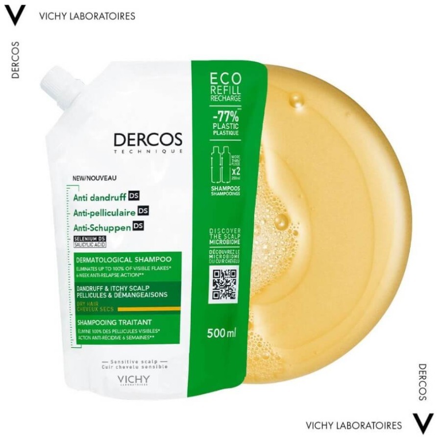 Шампунь Vichy Dercos Anti-Dandruff DS Treatment Shampoo проти лупи посиленої дії,  для сухого волосся, 500 мл: ціни та характеристики
