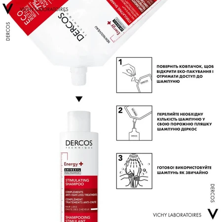 Шампунь Vichy Dercos Energy+ Stimulating Shampoo для борьбы с выпадением волос, тонизирующий, 500 мл: цены и характеристики
