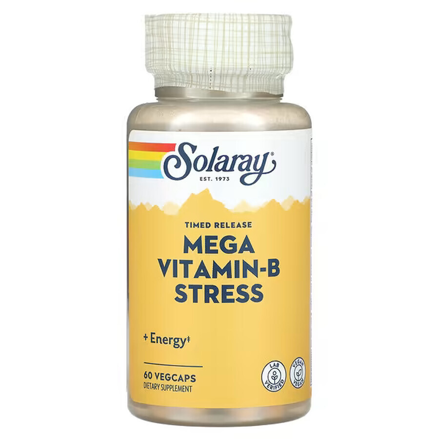 Витамины группы В, Mega Vitamin-B Stress, Solaray, 60 вег.капсул замедленного высвобождения: цены и характеристики