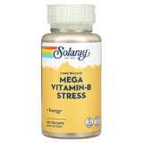 Вітаміни групи В, Mega Vitamin-B Stress, Solaray, 60 вег. капсул сповільненого вивільнення