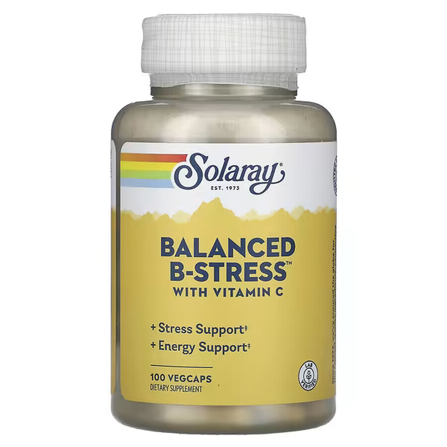 Витамины группы В с витамином С, Balanced B-Stress, Solaray, 100 вегетарианских капсул: цены и характеристики