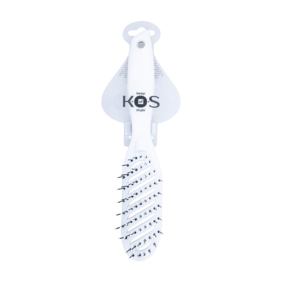 Щетка массажная для волос K.O.S, изогнутая, продувная: цены и характеристики