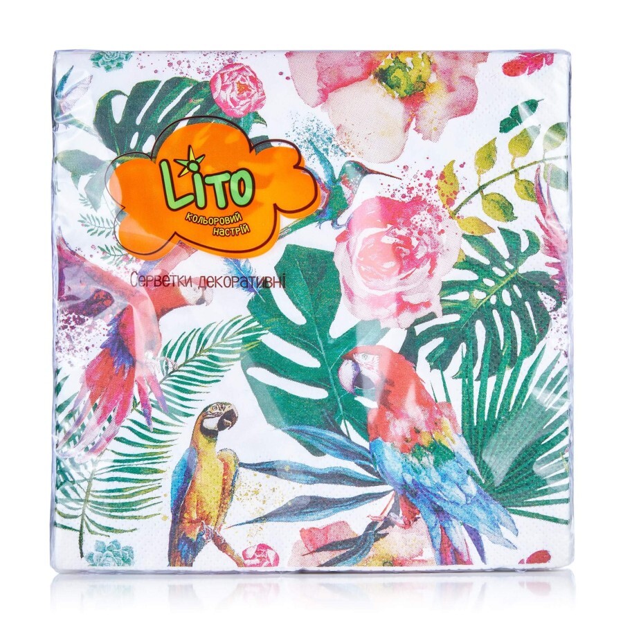Серветки декоративні Літо Тропіки, 33 х 33 см, тришарові, 18 шт.: ціни та характеристики