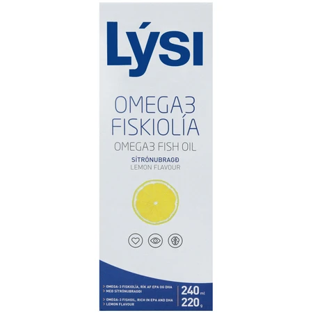 Омега-3 Lysi Жирні кислоти EPA/DHA, у рідині зі смаком лимона, 240 мл: ціни та характеристики