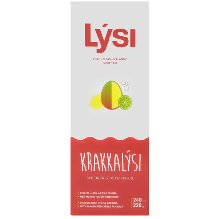 Омега-3 Lysi Kids з печінки тріски та тунця з вітамінами A, D, E зі смаком лимона та манго, 240 мл		: ціни та характеристики