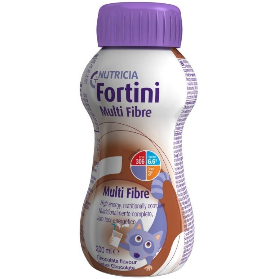 Энтеральное питание Нутриция Фортини с пищевыми волокнами со вкусом шоколада, 200 мл. Продукт для специальных медицинских целей для детей от 1 года и взрослых: цены и характеристики
