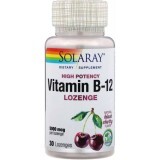 Витамин B12, 5000 мкг, вкус натуральной черной вишни, Solaray, 30 леденцов