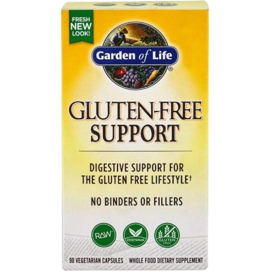 Ферменты для Переваривания Глютена, Gluten-Free Support, Garden of Life, 90 вегетарианских капсул: цены и характеристики