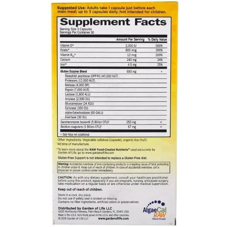 Ферменты для Переваривания Глютена, Gluten-Free Support, Garden of Life, 90 вегетарианских капсул: цены и характеристики