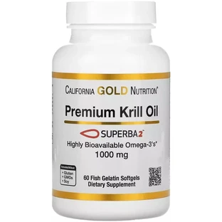 Крильовий жир преміальної якості, 1000 мг, Premium Krill Oil with Superba2, California Gold Nutrition, 60 желатинових капсул