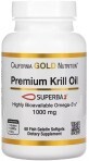 Крилевый Жир премиального качества, 1000 мг, Premium Krill Oil with Superba2, California Gold Nutrition, 60 желатиновых капсул