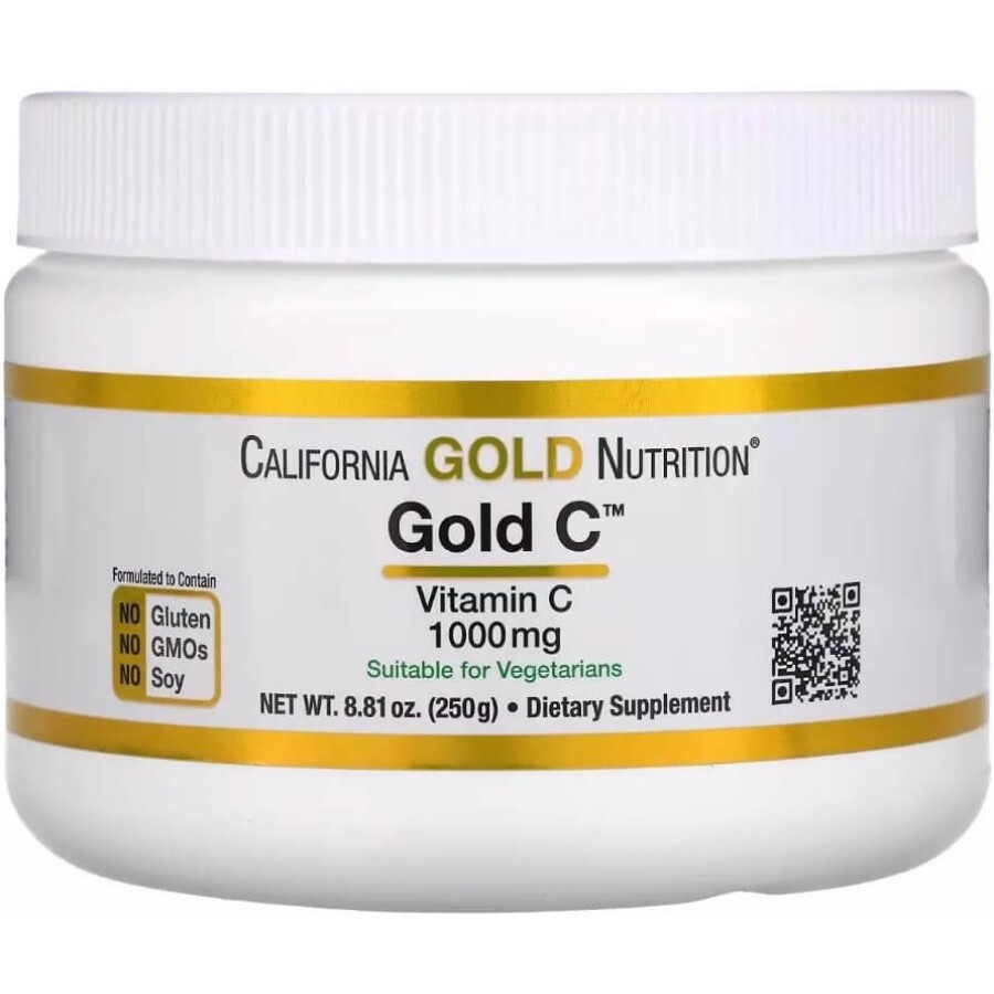 Витамин C, 1000 мг, Vitamin C, Gold C Powder, California Gold Nutrition, 250 г: цены и характеристики