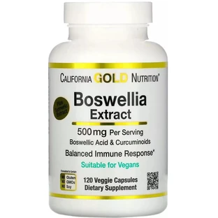 Екстракт босвеллії з куркумою, 250 мг, Boswellia Extract, Plus Turmeric Extract, California Gold Nutrition, 120 вегетаріанських капсул
