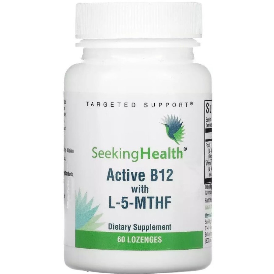 Вітамін B12 з L-5-MTHF, смак вишні, Active B12 With L-5-MTHF, Seeking Health, 60 жувальних таблеток: ціни та характеристики