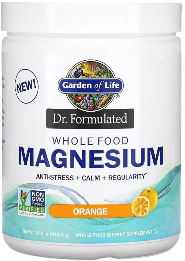 Магний Цельнопищевой, вкус апельсина, Whole Food Magnesium Powder, Garden of Life, 419,5 г: цены и характеристики